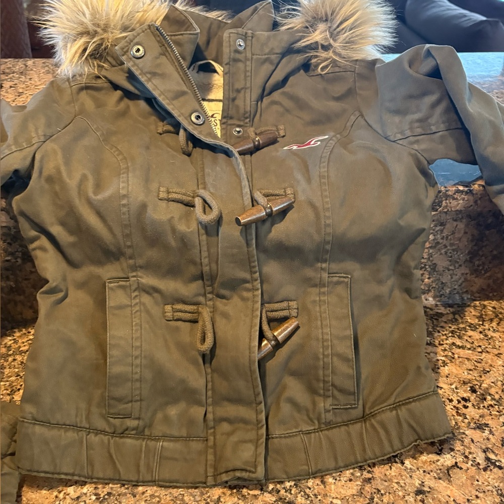 Hollister Gray Jacket with Fur Lining